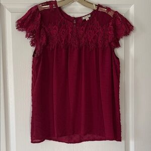 Burgundy Lace Blouse